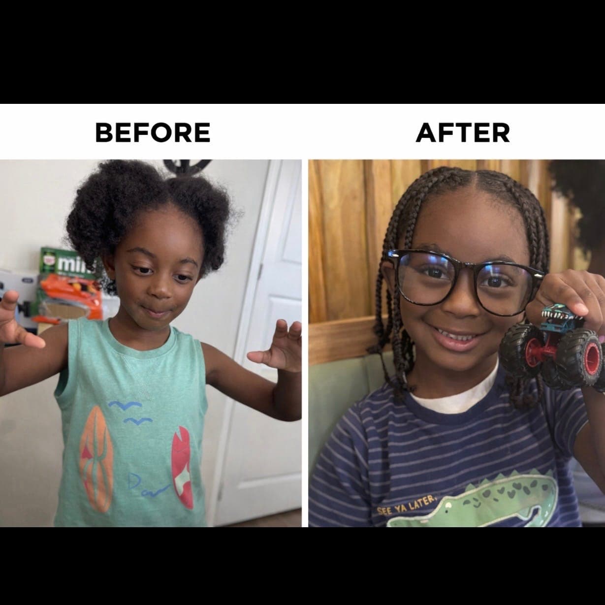 Before and after results using High Promise Hair Oil